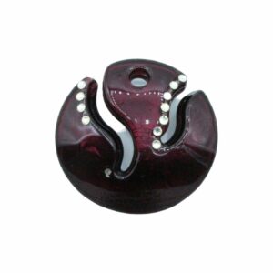 Murano Glass – Pendant - Round / Flame / Crystal - 50mm – Maroon