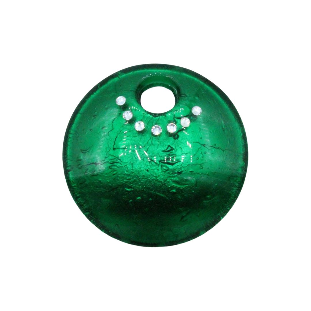 Murano Glass – Pendant - Round / Crystal - 50mm – Emerald