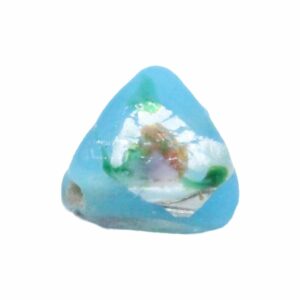 Triangle Silver Foil Glass Bead - 10mm - Blue