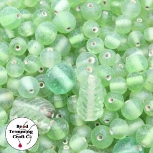 Glass Bead Mix - 6 to 16mm - 100 grams - Light Green