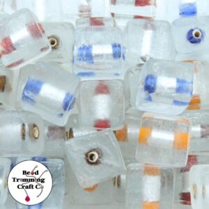 Silver Foil Cube Glass Bead Mix - 10mm - 50 pieces