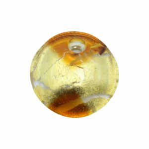 Murano Glass – Pendant - Round - 40mm – Amber / Gold