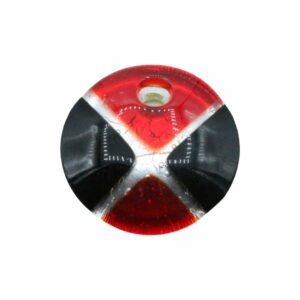 Murano Glass – Pendant - Round - 40mm – Red / Black / Silver