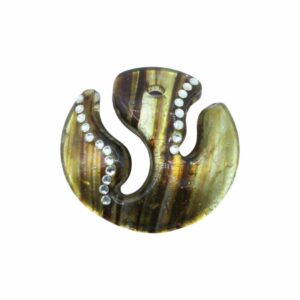 Murano Glass – Pendant - Round / Flame / Crystal - 50mm – Luminous Green