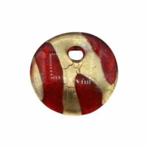Murano Glass – Pendant - Round - 30mm – Red / Gold