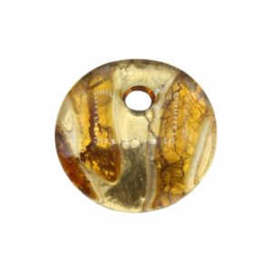Murano Glass – Pendant - Round - 30mm – Topaz / Gold
