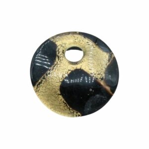 Murano Glass – Pendant - Round - 30mm – Black / Gold