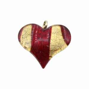 Murano Glass – Pendant - Heart – 40mm – Red / Gold