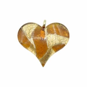Murano Glass – Pendant - Heart – 40mm – Topaz / Gold