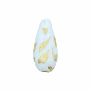 Murano Glass – Flat Drop Bead - 62mm - White / Gold