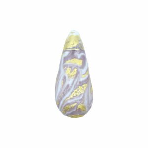Murano Glass – Flat Drop Bead - 62mm - Light Purple / Gold