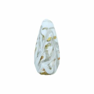 Murano Glass – Flat Drop Bead - 62mm - White / Grey / Gold
