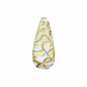 Murano Glass – Flat Drop Bead - 62mm - Topaz / Gold