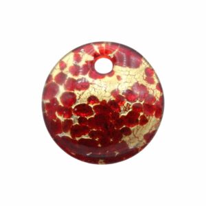 Murano Glass – Pendant - Round - 50mm – Red / Gold