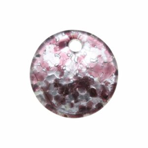 Murano Glass – Pendant - Round - 50mm – Amethyst / Silver