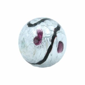 Murano Glass – Round Bead - 20mm - Clear / Silver / Purple
