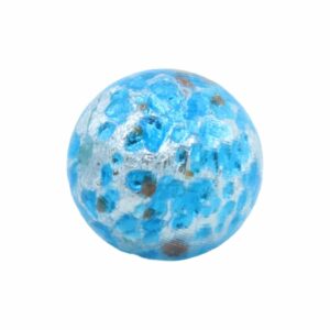 Murano Glass – Round Bead - 24mm - Speckled - Aqua / Silver