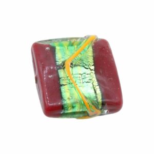 Murano Glass – Puffy Square Bead - 30mm - Burgundy