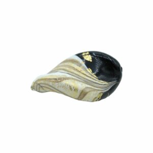 Murano Glass – Twist Oval Bead - 43mm - Black / White