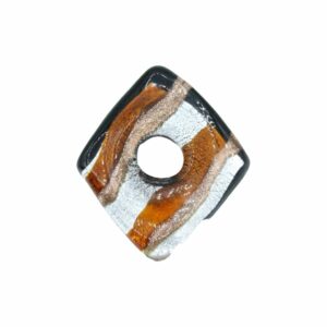 Murano Glass – Pendant - Diamond Donut - 50mm – Smoked Topaz / Silver