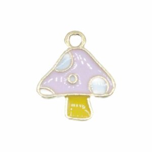 Mushroom Charm - 16mm - Gold / Pink