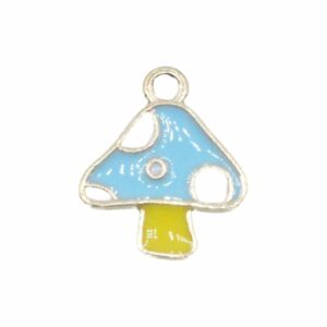Mushroom Charm - 16mm - Gold / Blue
