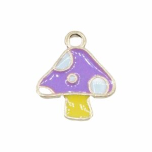Mushroom Charm - 16mm - Gold / Purple