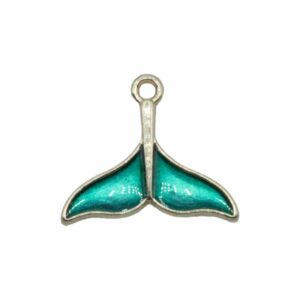 Whale Tail Charm - 16mm - Gold / Green