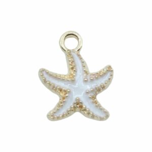 Starfish Charm - 19mm - Gold / White