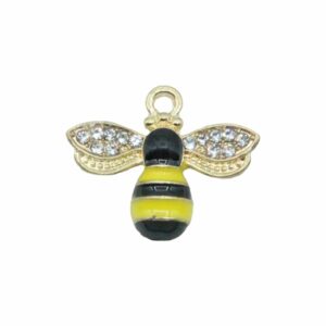 Bee Charm / Crystal Wings - 18mm - Gold