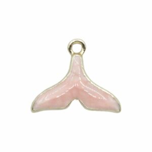 Whale Tail Charm - 15mm - Gold / Pink