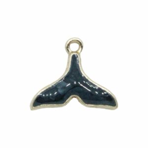 Whale Tail Charm - 15mm - Gold / Black