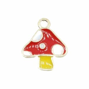 Mushroom Charm - 16mm - Gold / Red