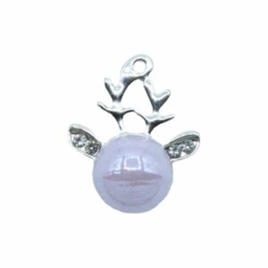 Reindeer Charm / Crystal Ears - 16mm - Antique Silver / Light Purple