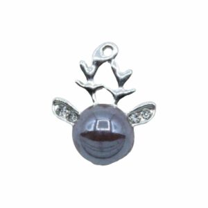 Reindeer Charm / Crystal Ears - 16mm - Antique Silver / Purple