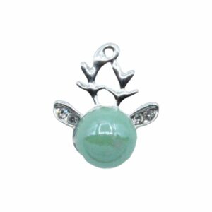 Reindeer Charm / Crystal Ears - 16mm - Antique Silver / Green