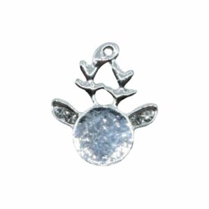 Reindeer Charm / Crystal Ears - 16mm - Antique Silver