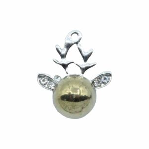 Reindeer Charm / Crystal Ears - 16mm - Antique Silver / Bronze