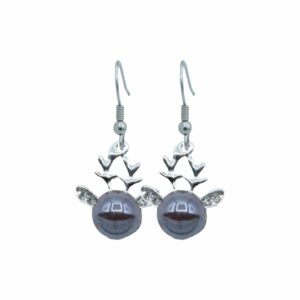 Reindeer Earrings / Crystal Ears - 16mm - Antique Silver / Purple