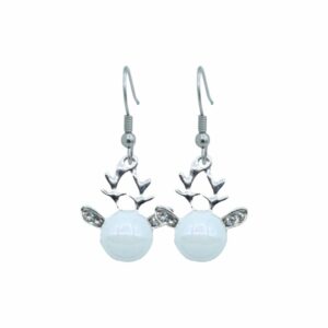 Reindeer Earrings / Crystal Ears - 16mm - Antique Silver / White
