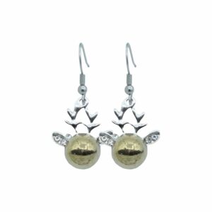 Reindeer Earrings / Crystal Ears - 16mm - Antique Silver / Bronze