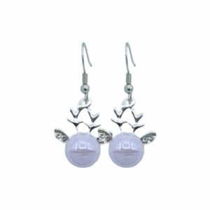 Reindeer Earrings / Crystal Ears - 16mm - Antique Silver / Light Purple