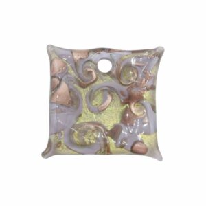 Murano Glass – Pendant - Square - Purple / Gold - 52mm