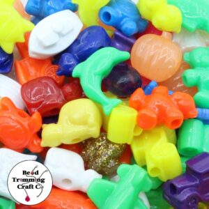 Pony Bead Novelty Plastic Bead Mix - 18 to 26mm - 140 grams