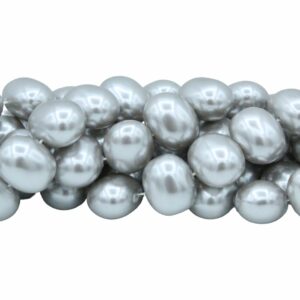 Shell Pearl - Oval - Side Drilled - 20mm - 40cm Strand - Light Grey