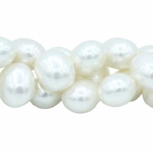 Shell Pearl - Oval - Side Drilled - 20mm - 40cm Strand - White