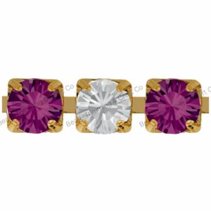 Swarovski Cupchain - 2.1mm - Amethyst / Crystal / No Plating - Price per centimeter