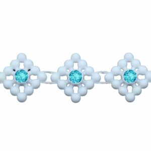 Diamond Trimming - 12mm - Aqua / White - Price per centimeter