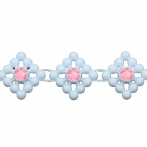 Diamond Trimming - 12mm - Light Rose / White - Price per centimeter