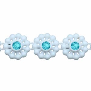 Flower Trimming - 10mm - Aqua / White - Price per centimeter
